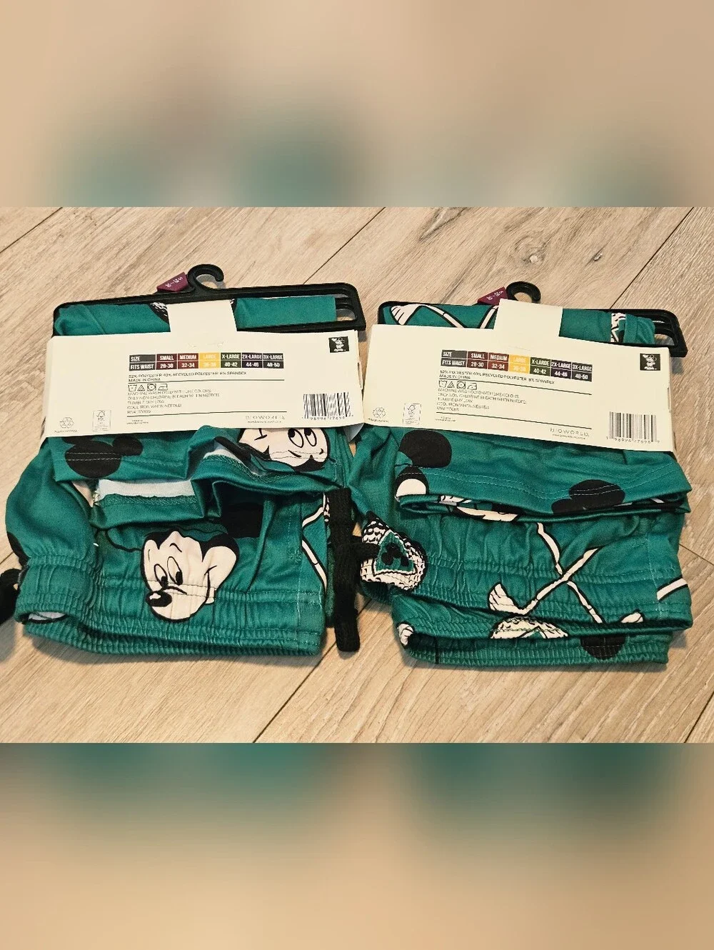Lot of 2 Disney Mickey Mouse Men's Golf Pajama Sleep Shorts Green Size Small NWT